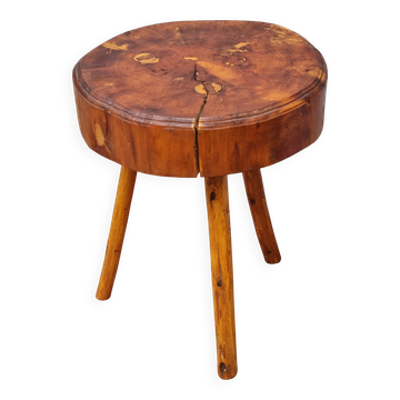 Rustic Handcrafted Solid Wood Side Table – 46cm