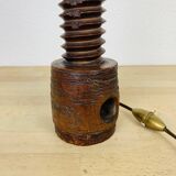 Brutalist folk art lamp 73 cm, turned wood