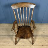 Brown English Windsor armchair with high back