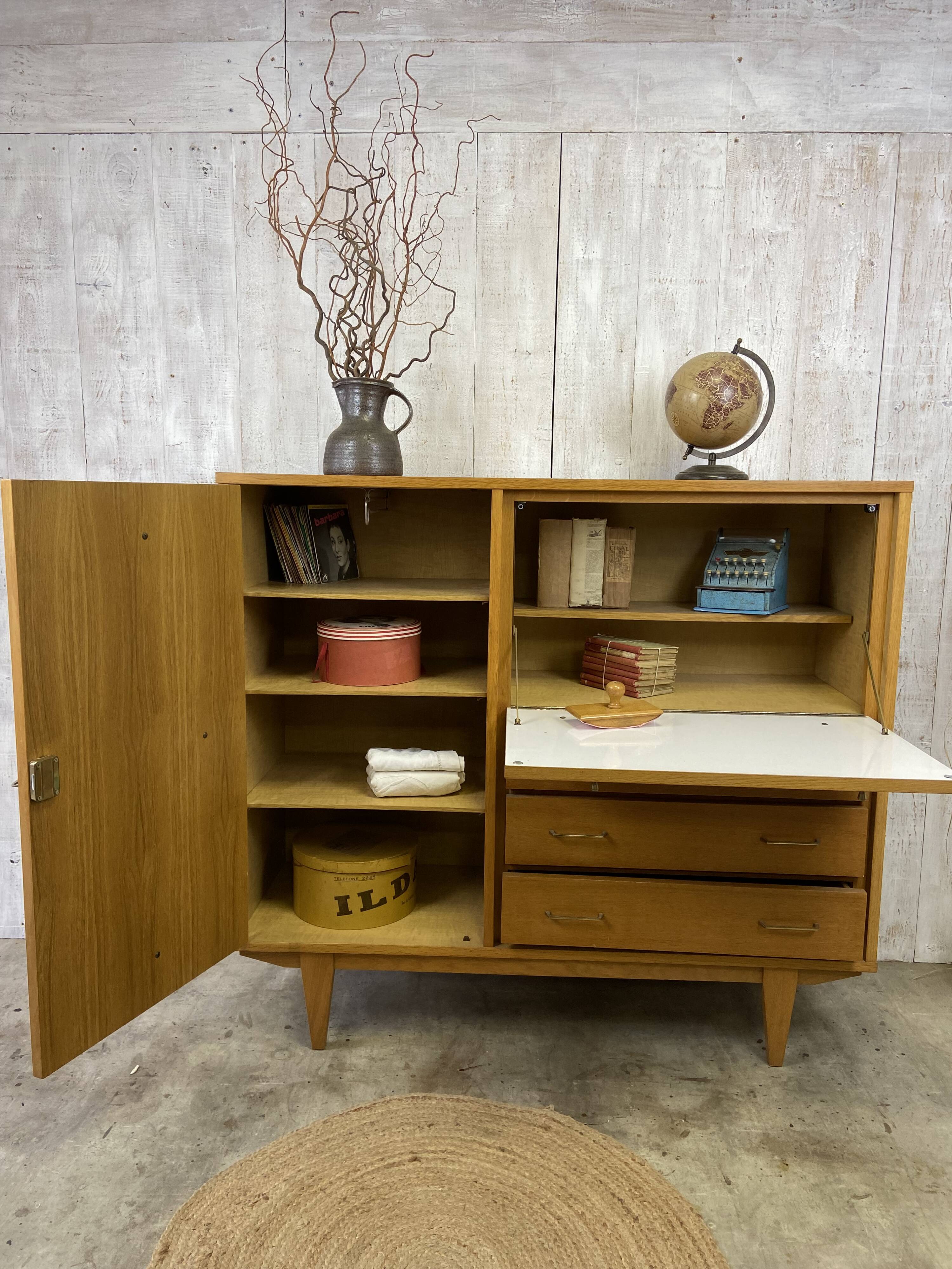 Vintage wood/wicker cabinet