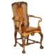 Fauteuil Bergère Antique Thomas Chippendale sculpté Claw & Ball cuir