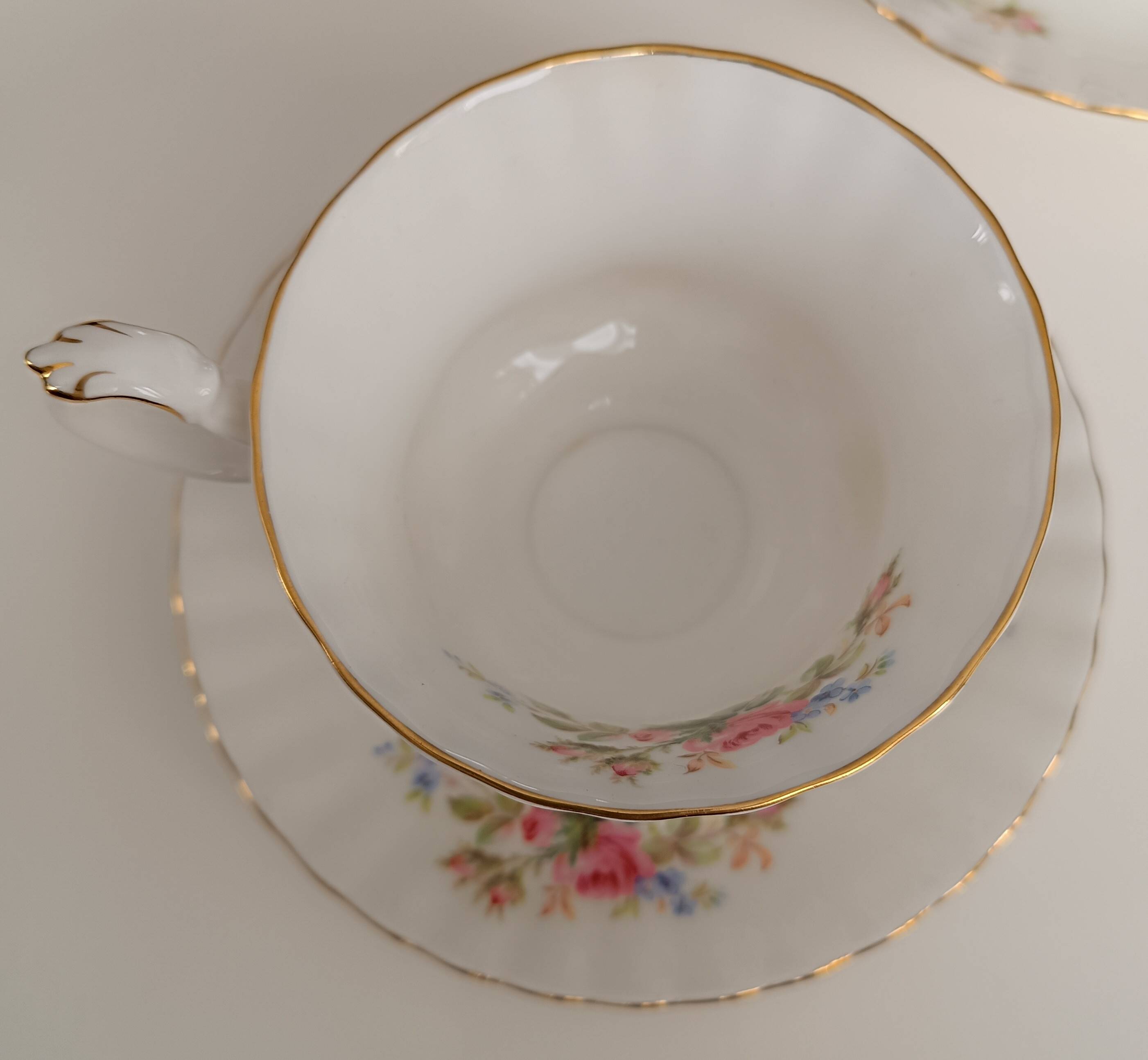 Royal Albert English porcelain set of 2 cups, saucers, and milk jug.