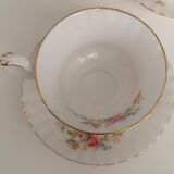 Royal Albert English porcelain set of 2 cups, saucers, and milk jug.