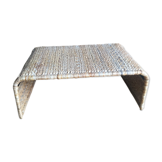Rectangular woven wicker coffee table