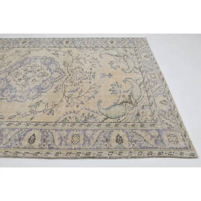 1970s Vintage Turkish Oushak Handmade Wool Cotton Beige Area Rug 171x282