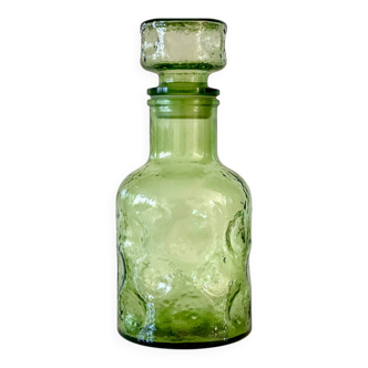 Blown green glass bottle – Vintage 50s/60s – Stoppers included – D