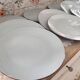 Set of 12 terracotta dinner plates enameled in green cecina