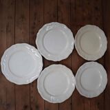 Set of 5 Sarreguemines flat plates in cream color