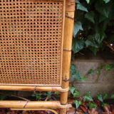 Old rattan wicker headboard