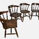 Set de 4 chaises montagnardes en chêne