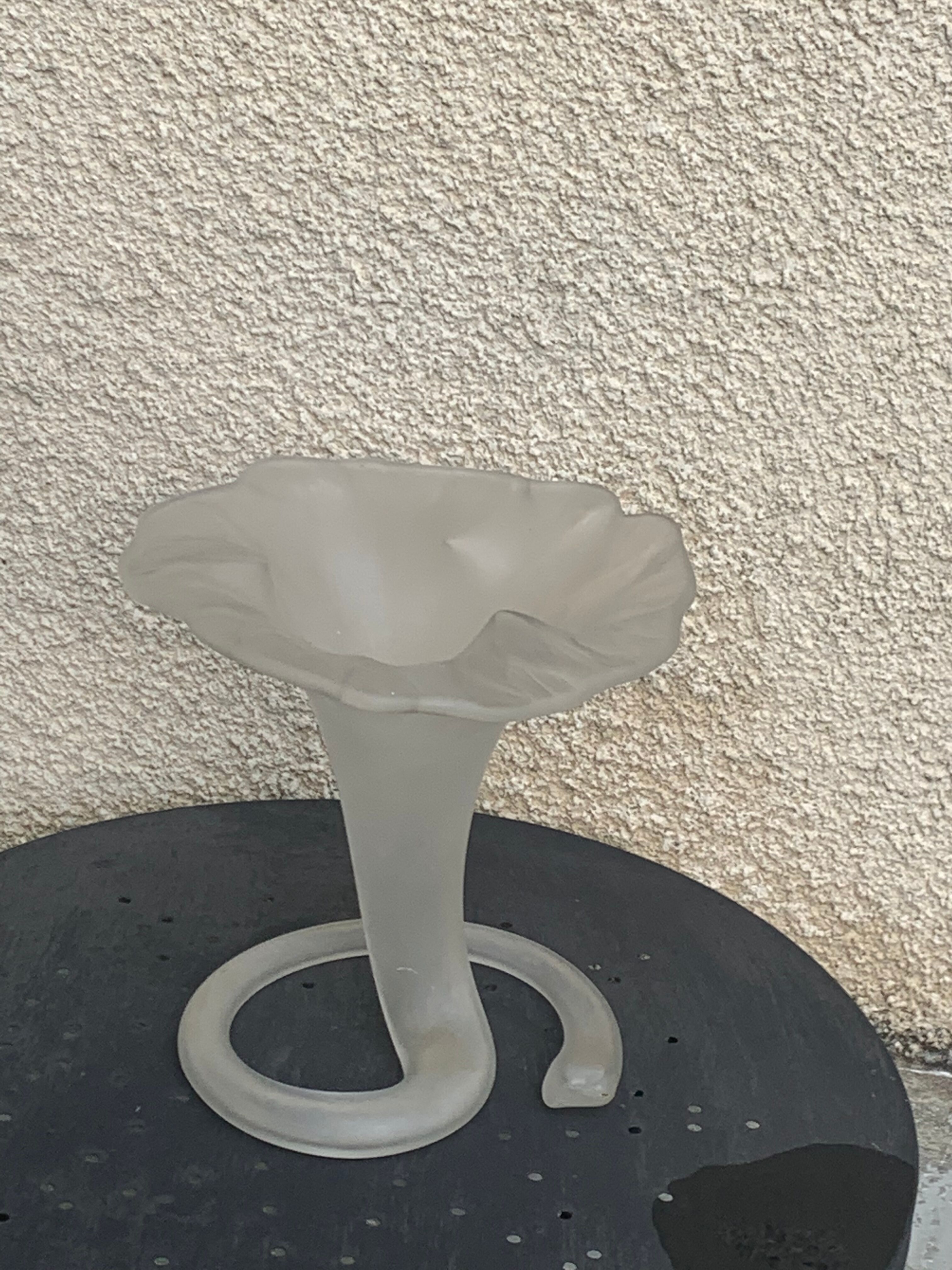 Corolla vase in antique frosted glass