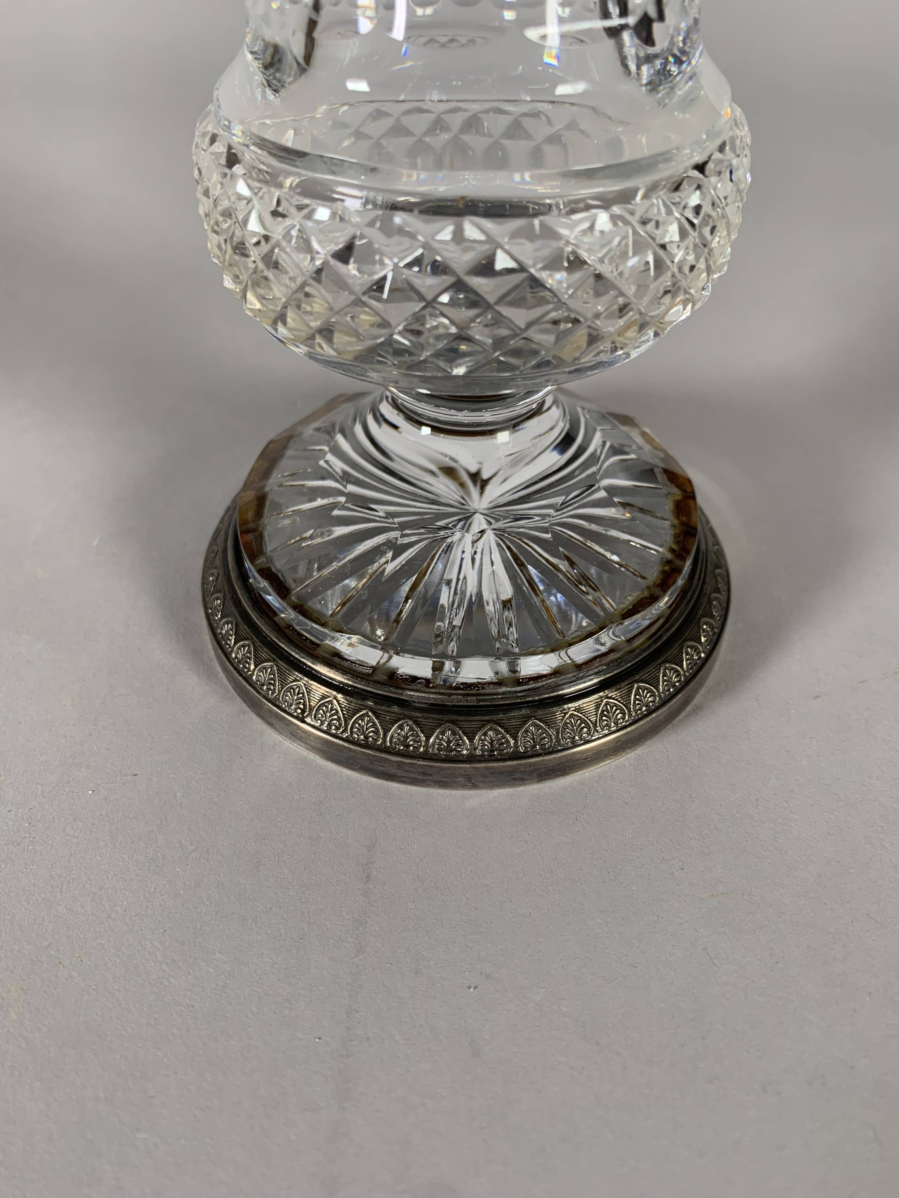 Baluster Vase in Cut Crystal and Silvered Bronze, Charles X Period