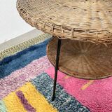 Round wicker coffee table from the 60s