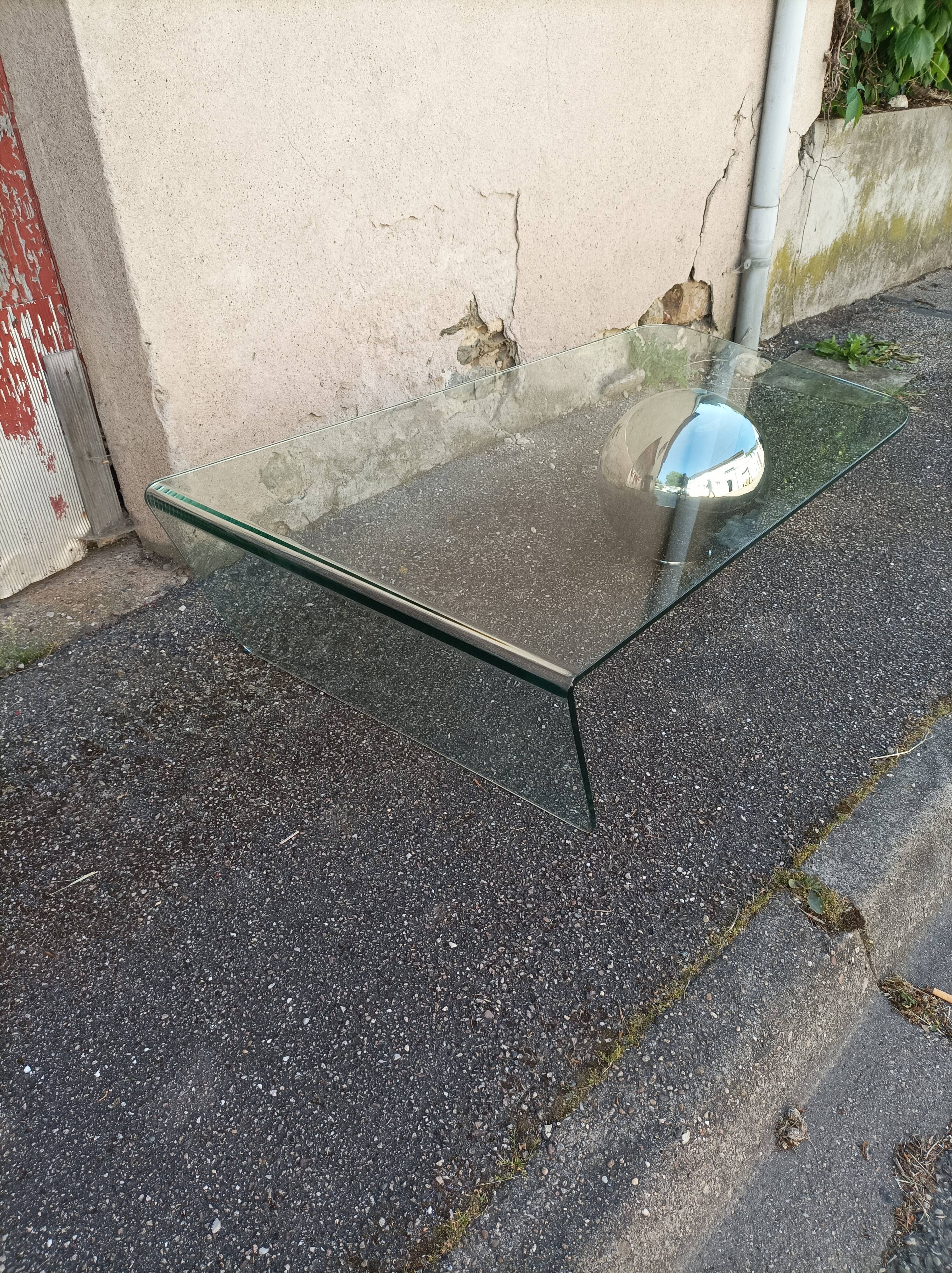 Vintage glass coffee table and metal globe