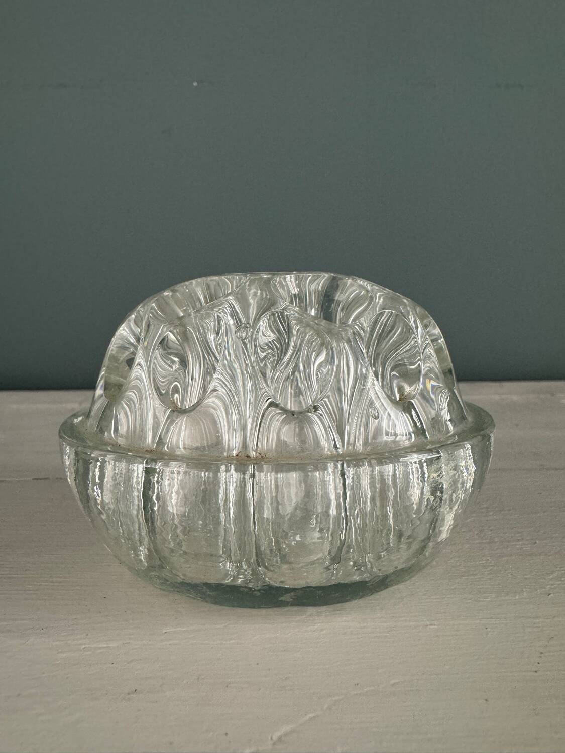 Old molded glass flower picker, 19 holes