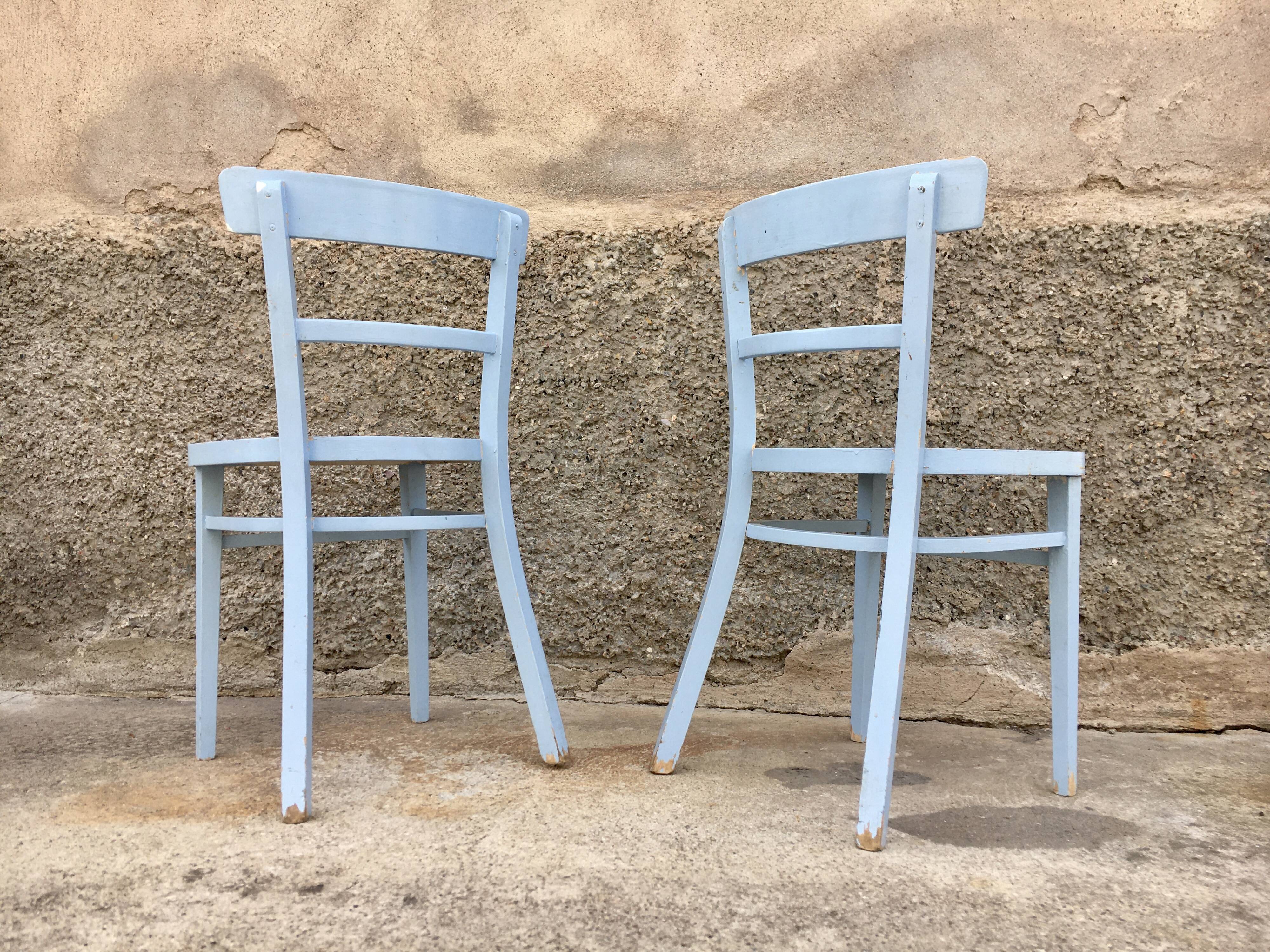 Paire de chaises en bois troquet