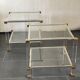 Pair of vintage and brass glass hollywood regency side tables by peter vandel