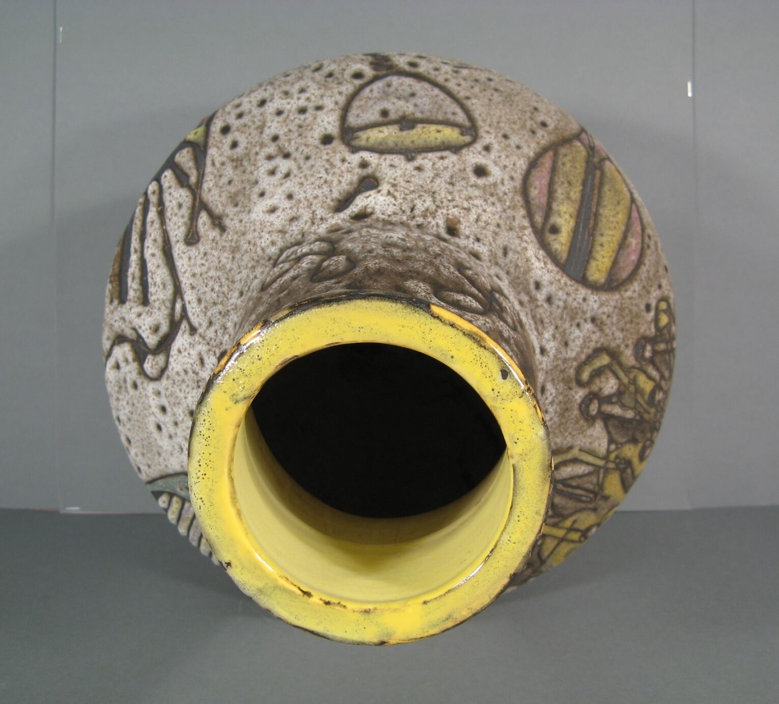 Vallauris ceramic vase signed Bessone décor orchestra instrument music