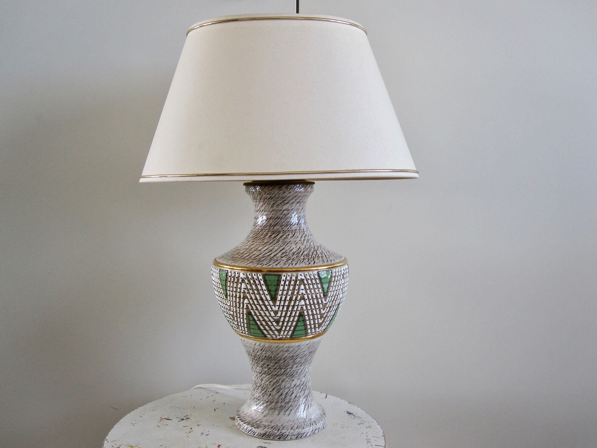 Jacques breugnot enamelled stoneware lamp signed art deco style dating from the years 1950-60