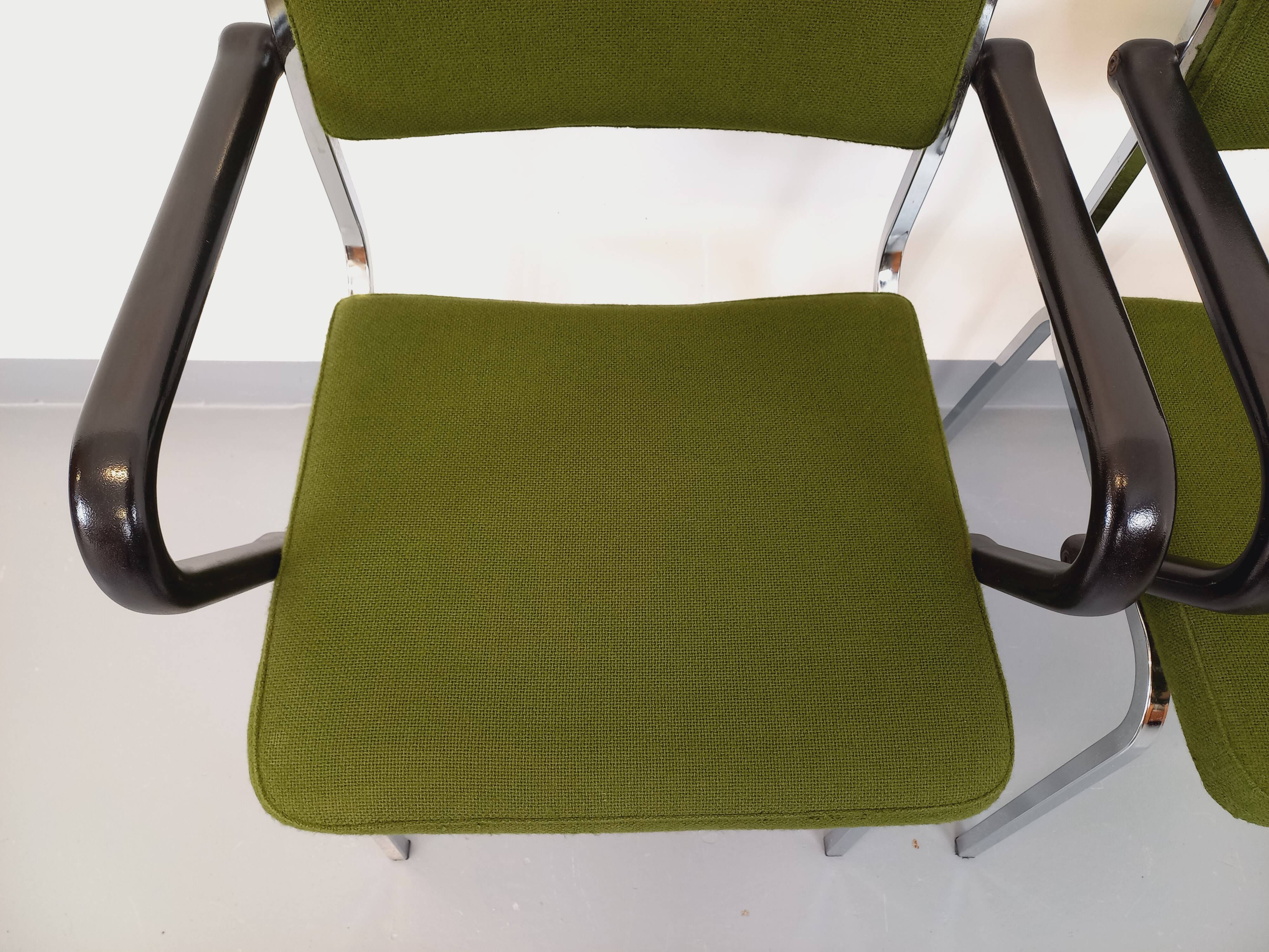 Pair of vintage fabric and chrome armchairs from the 70s