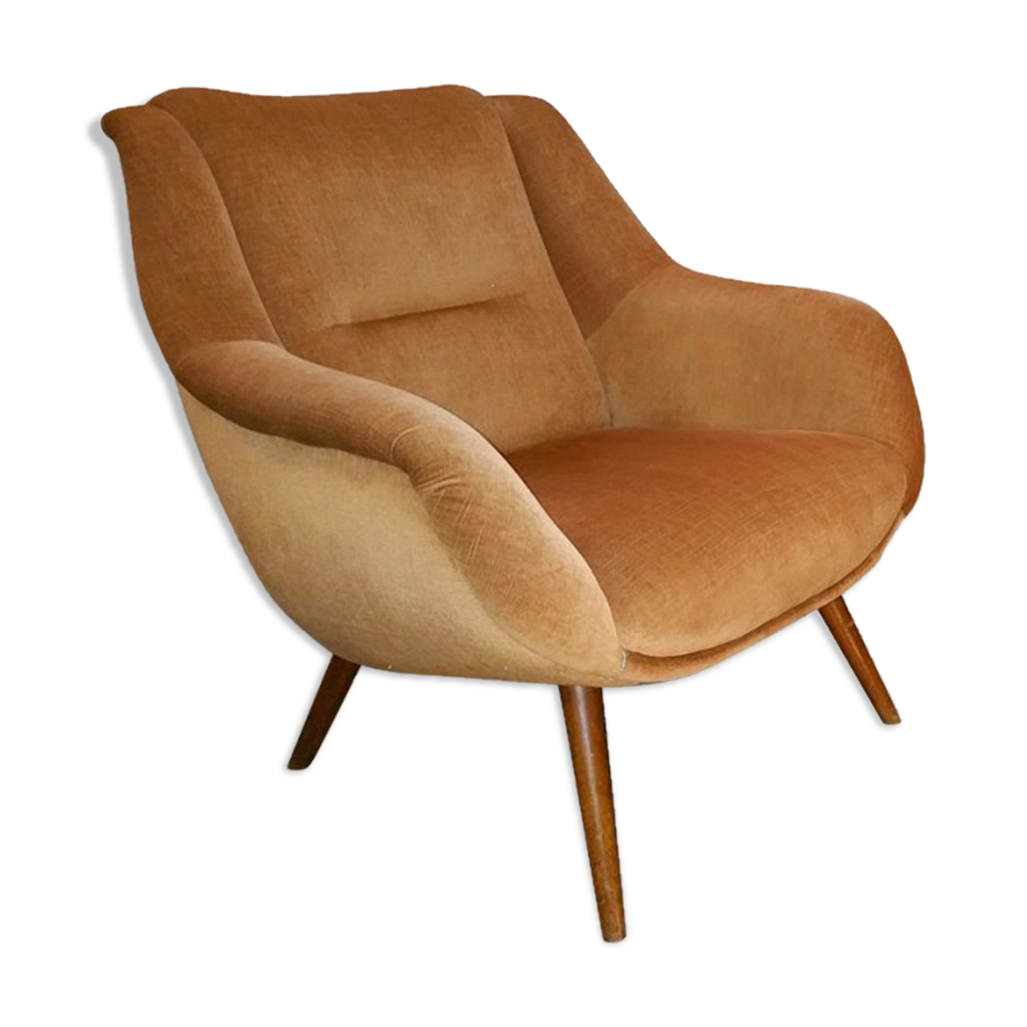 Armchair sculptural vintage 50s copper and restored