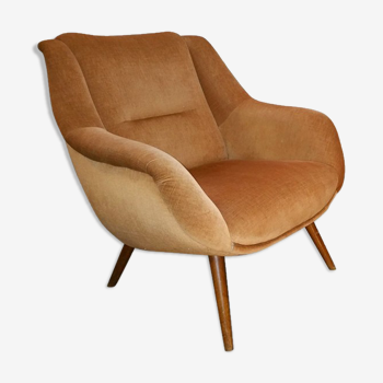 Fauteuil sculptural vintage années 50 cuivré et restauré