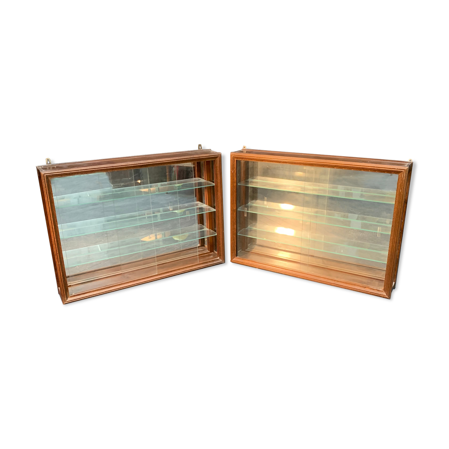 Pair of wooden showcases