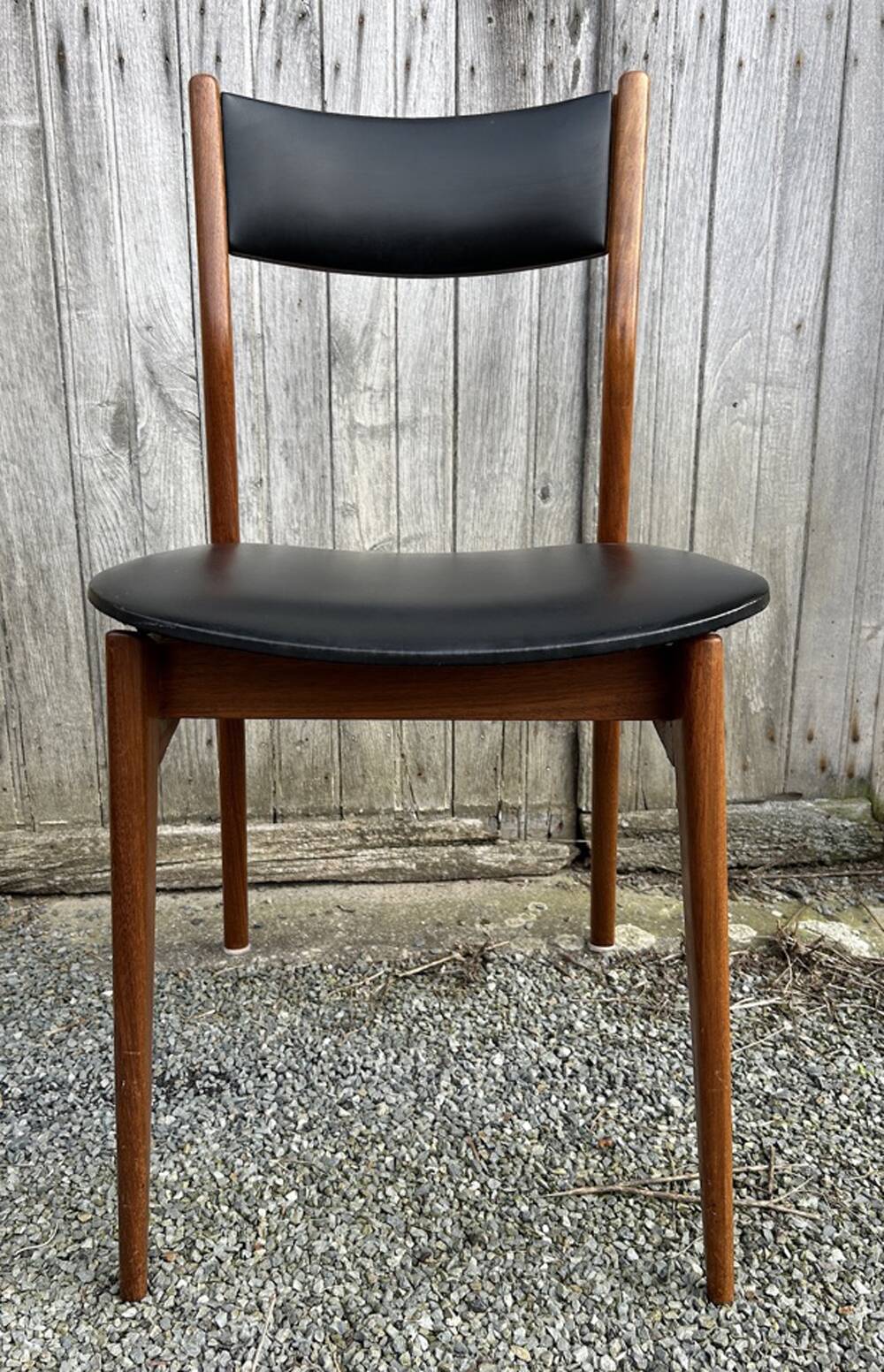 Four teak and black sky chairs, Scandinavian spirit, vintage, 60s