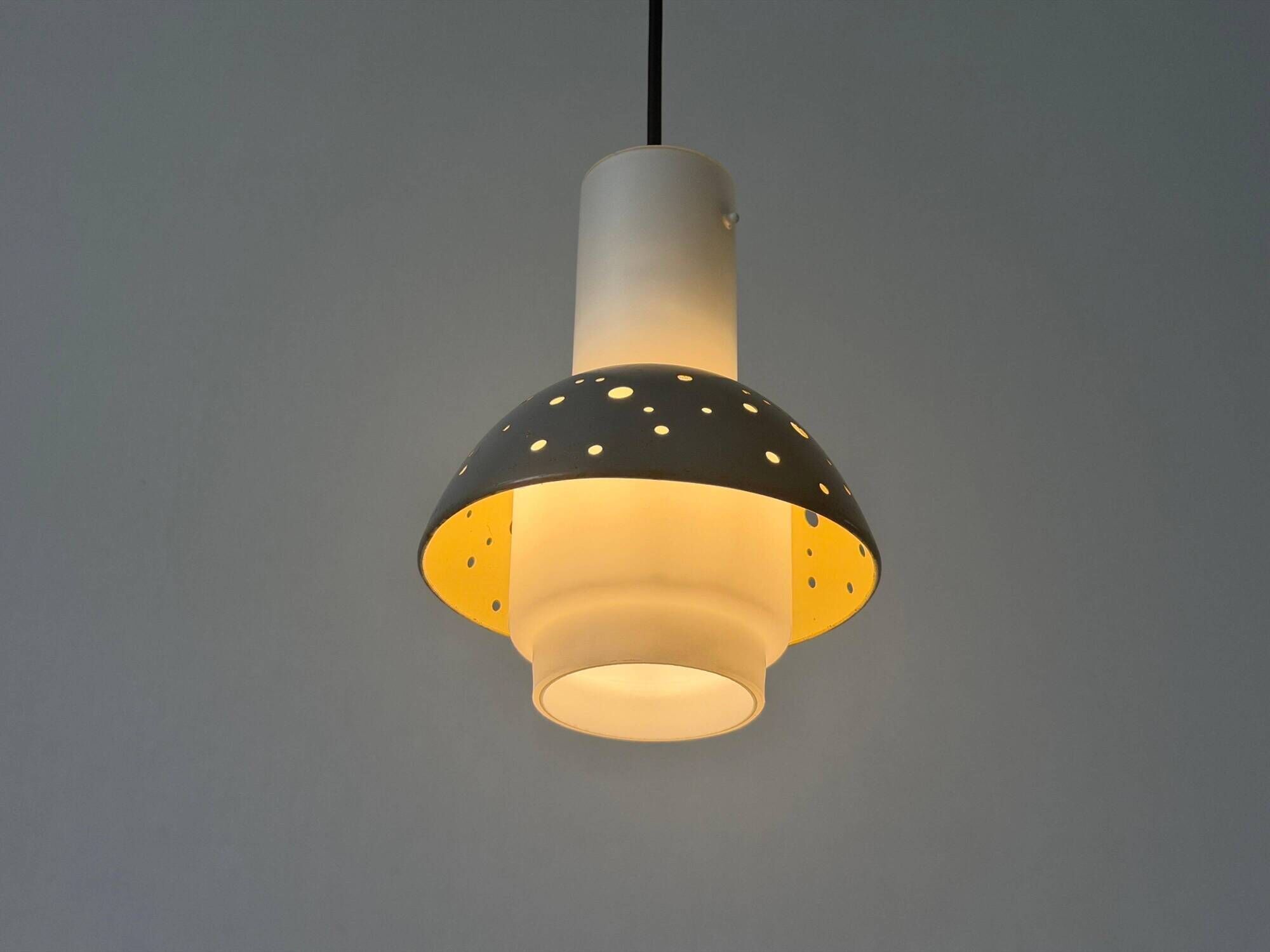 Metal and blue glass ceiling light by Ernest Igl for Hillebrand, 1950s, Germany