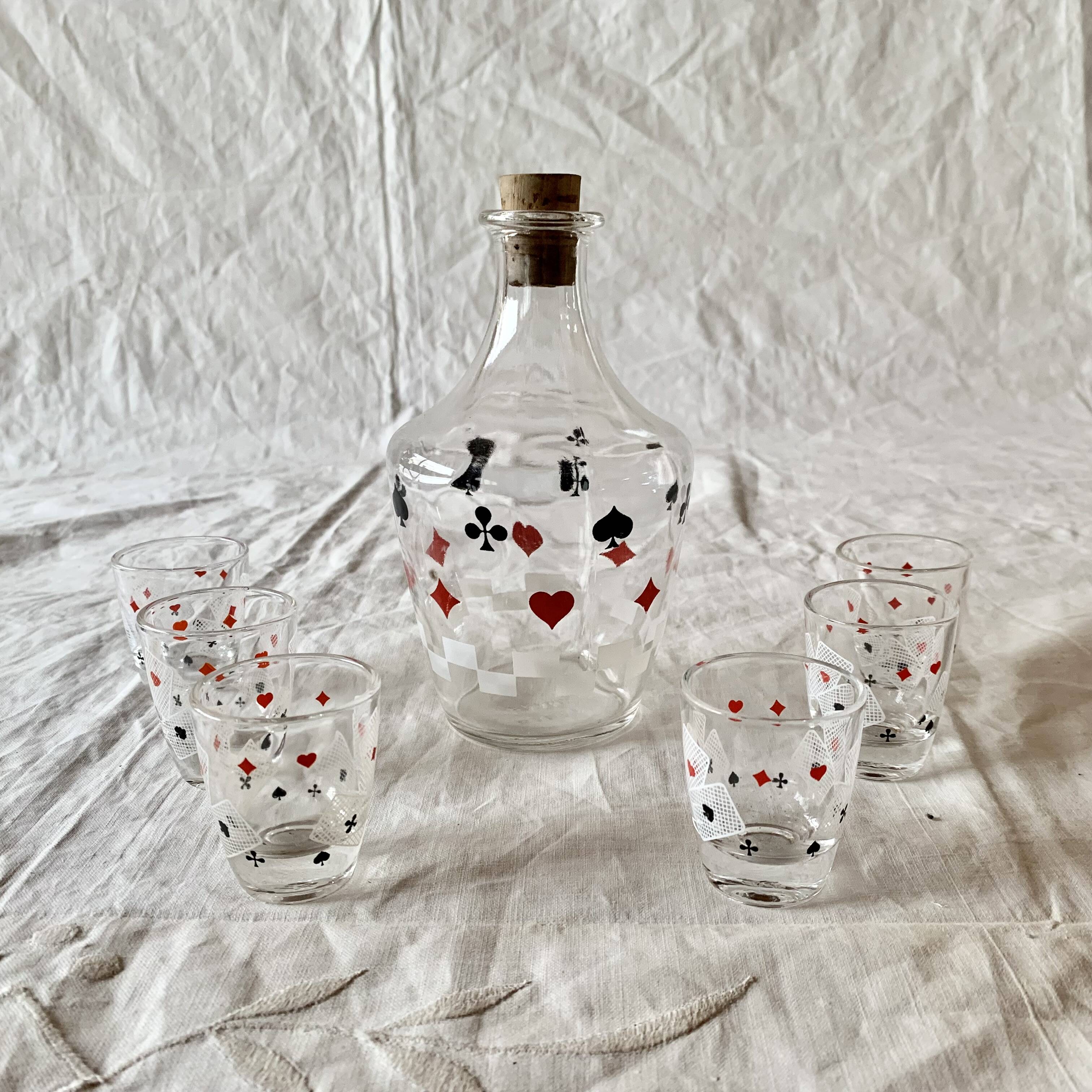 Vintage playing card liqueur set