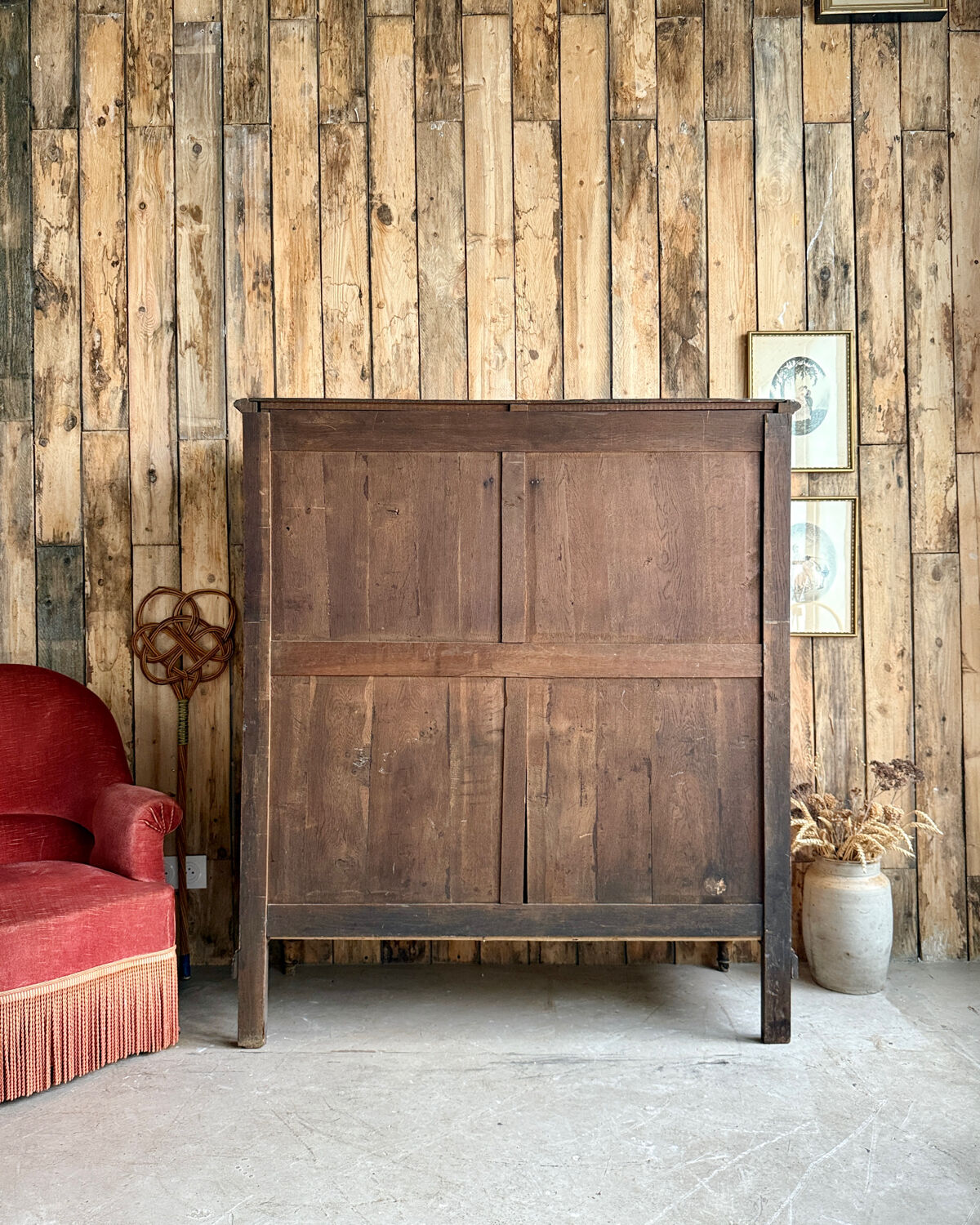 Large antique high oak sideboard