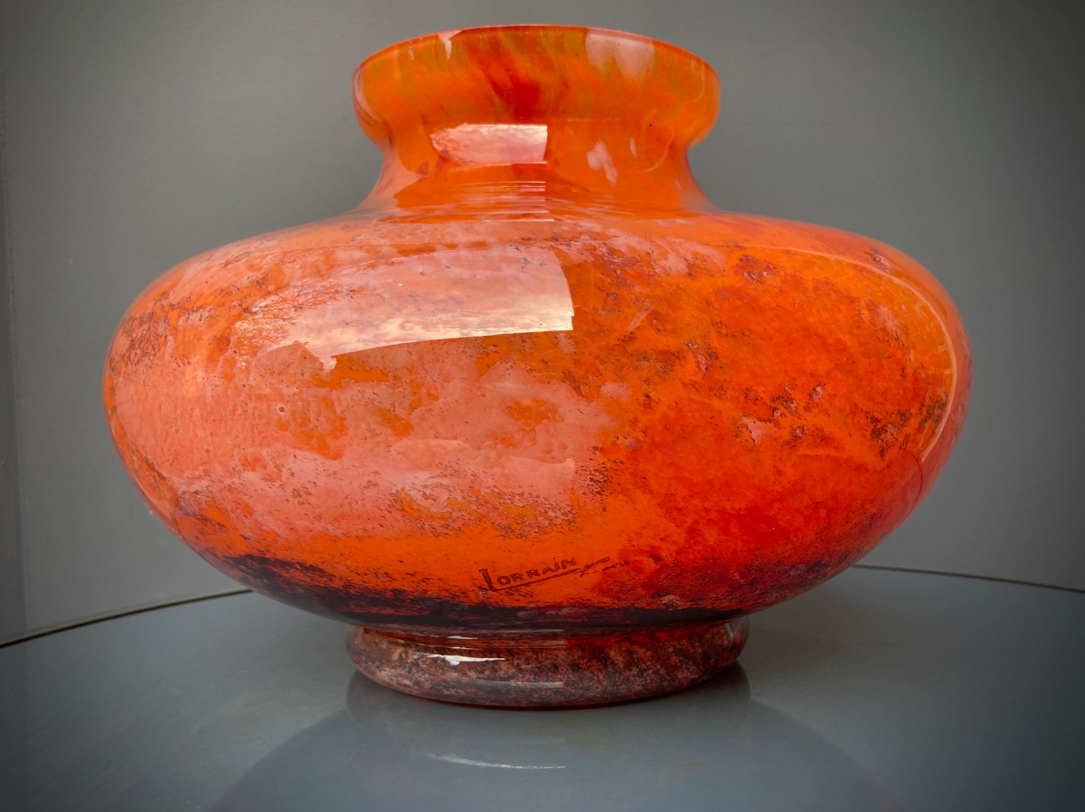 Large art-deco vase le lorrain glassware Daum Nancy 1925