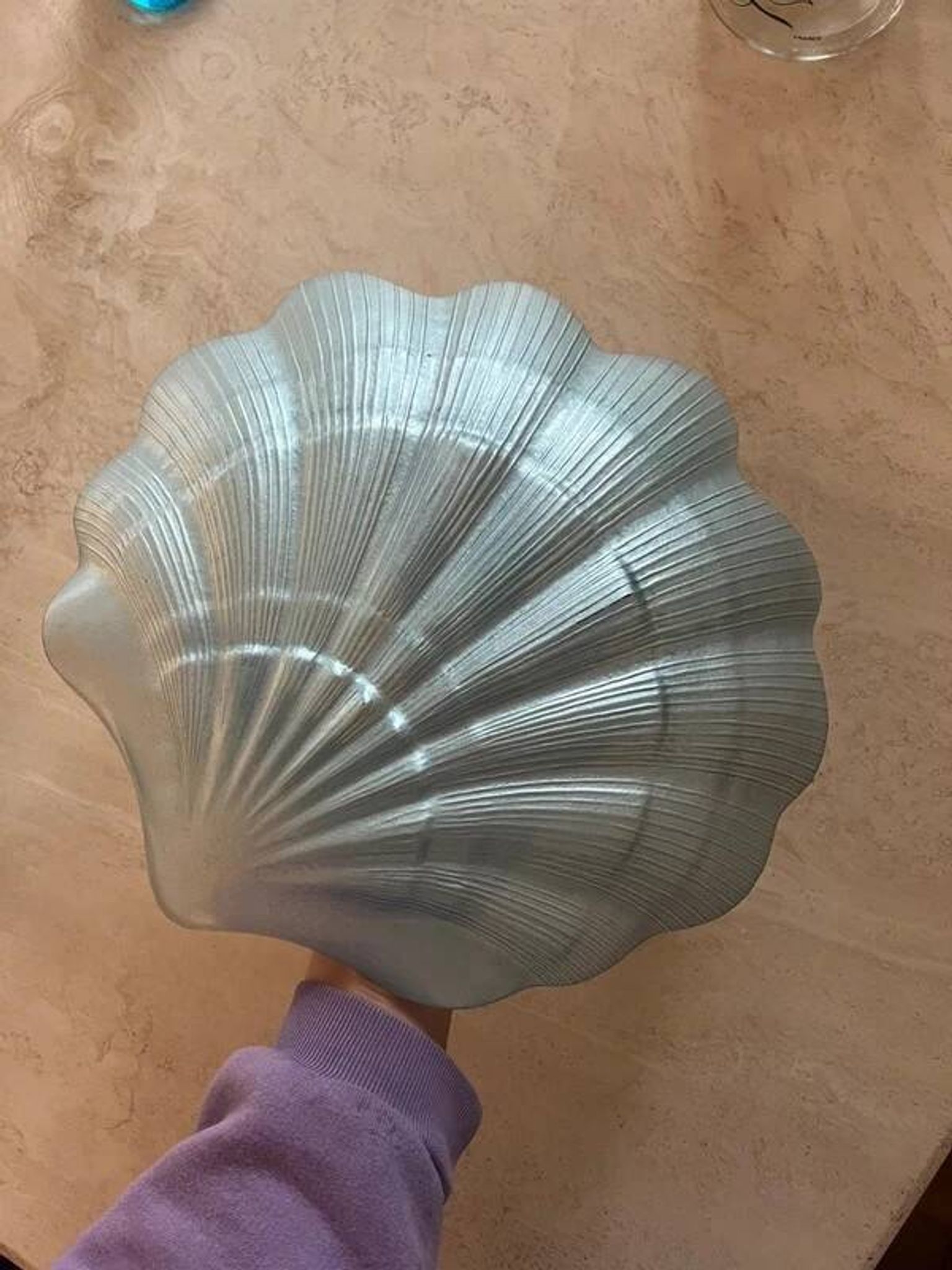 Magnificent iridescent blue vintage shell plate