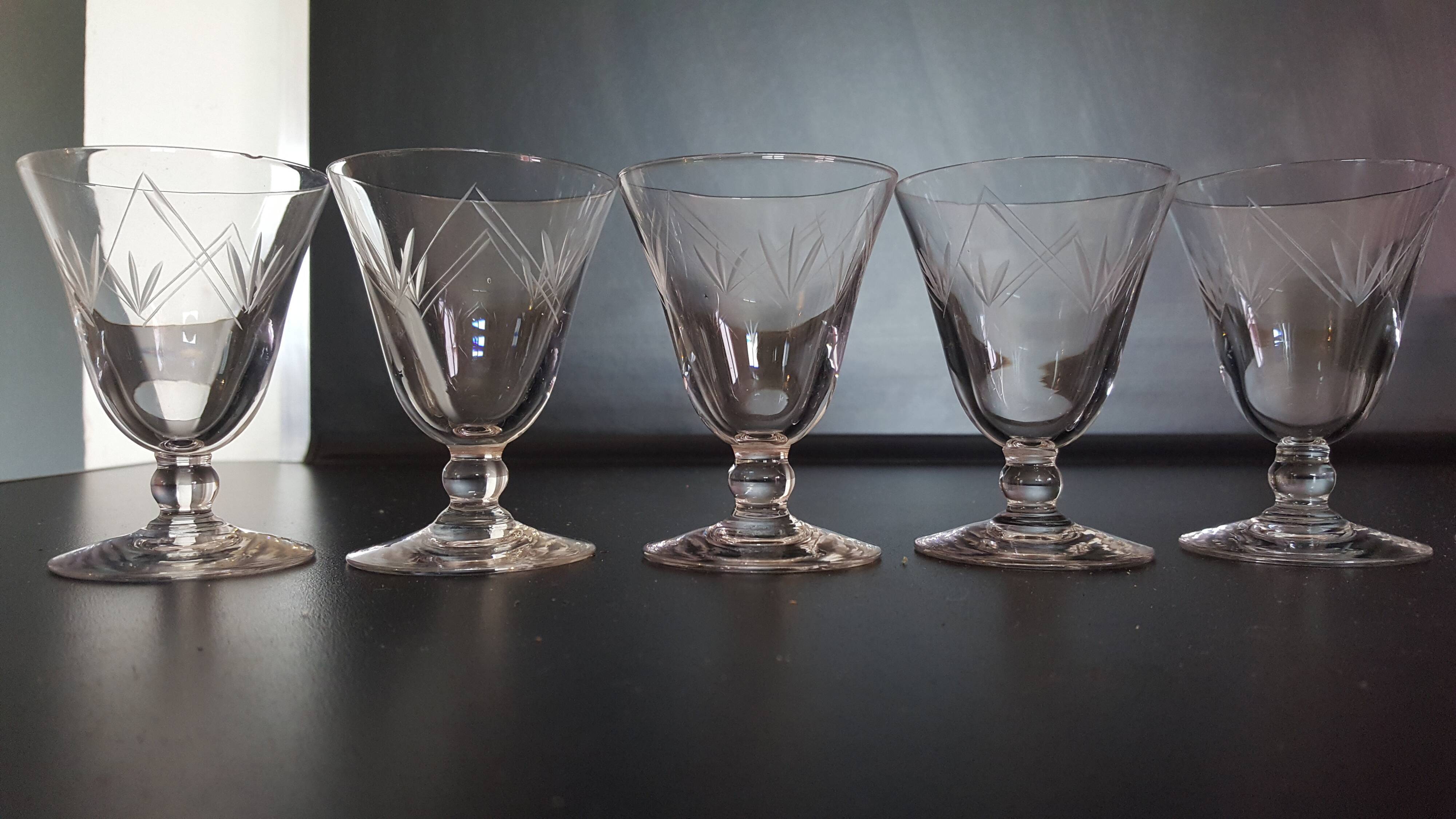 5 blown and chiseled former glasses