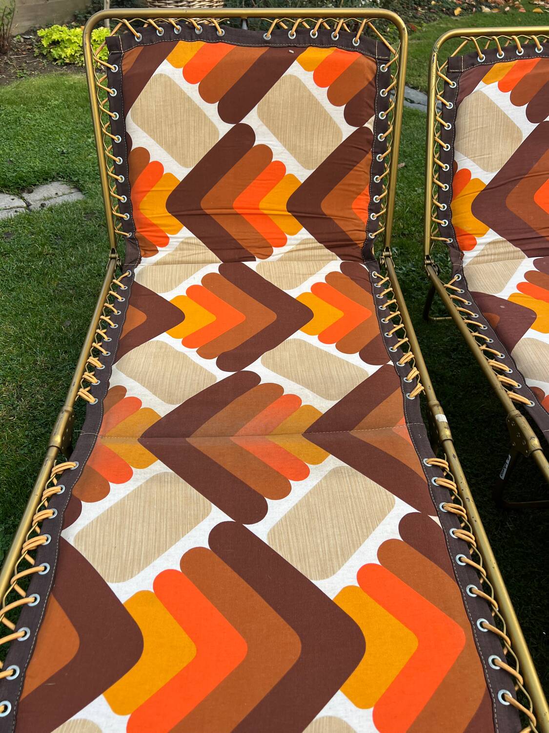 Pair of vintage Lafuma sun loungers in perfect condition