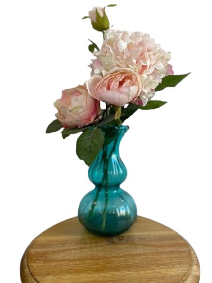 Vase bleu turquoise en verre poli