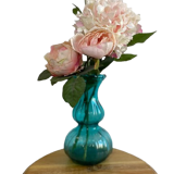 Vase bleu turquoise en verre poli
