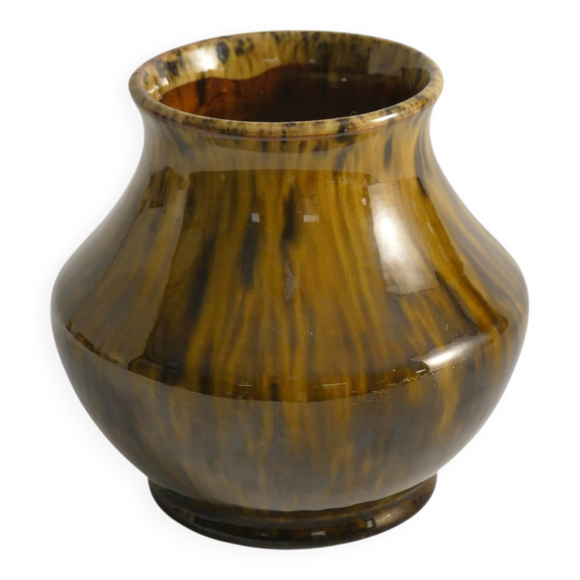 Scandinavian Modern Black and Olive Glazed Ceramic Vase Nittsjö Keramik, 1960s
