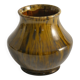 Scandinavian Modern Black and Olive Glazed Ceramic Vase Nittsjö Keramik, 1960s