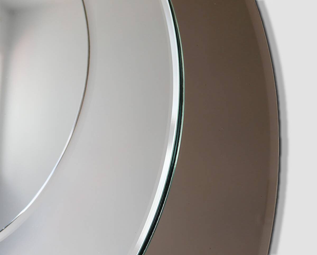 Miroir mural rond en verre brun attribué à Cristal Art, Italie années 70