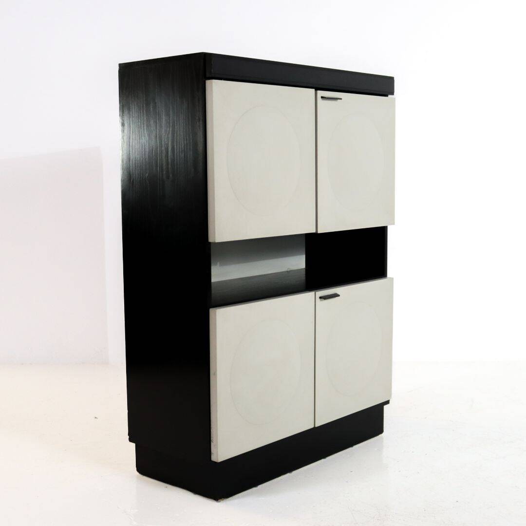 Black and White Oak Brutalist Bar Cabinet