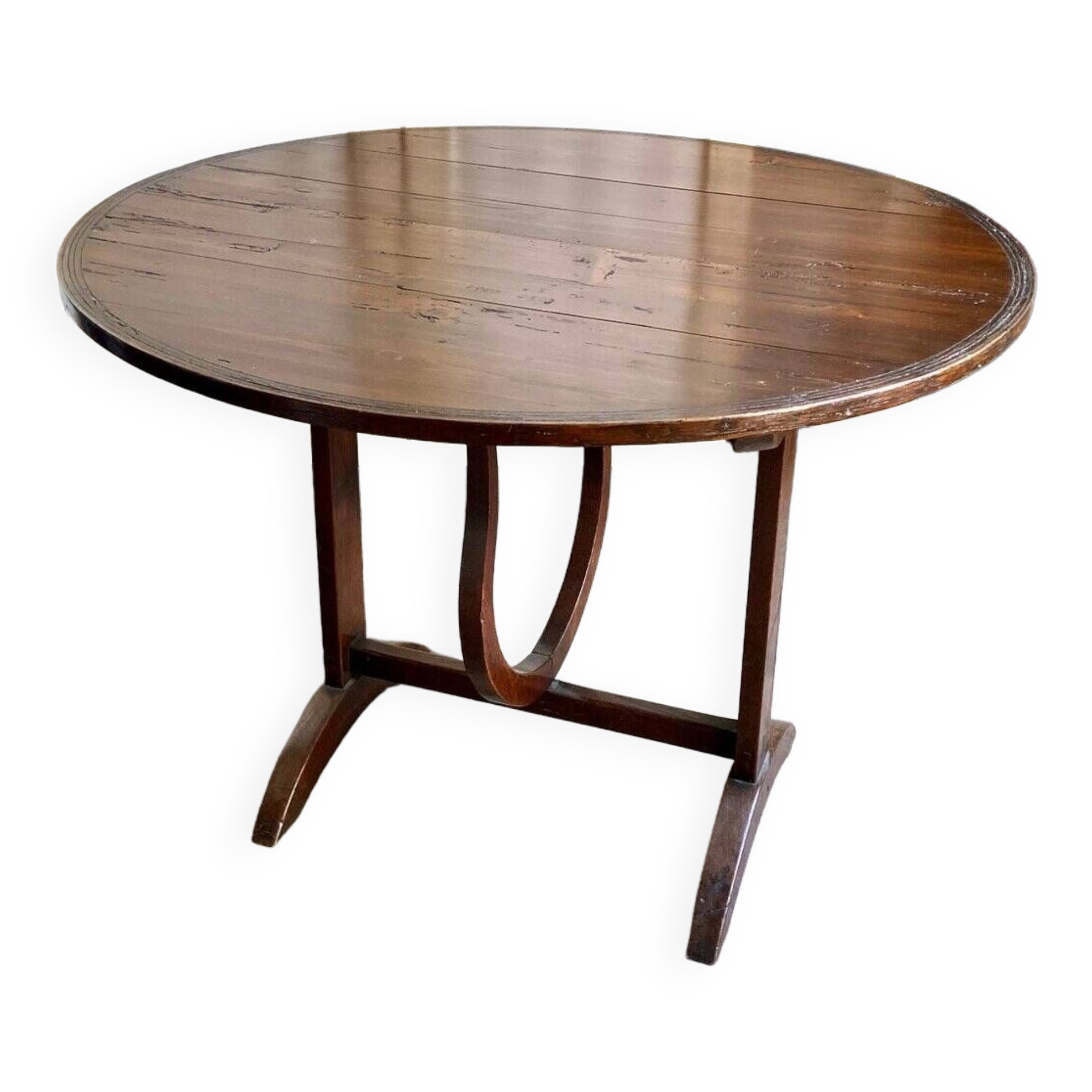 Harvestable winegrower's table in dark wood ⌀ 91 cm