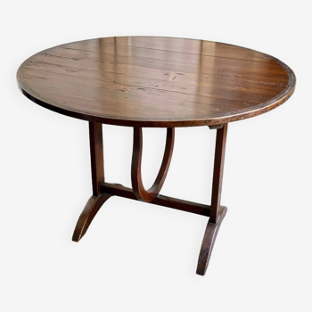 Table de vigneron abattable en bois foncé ⌀ 91 cm