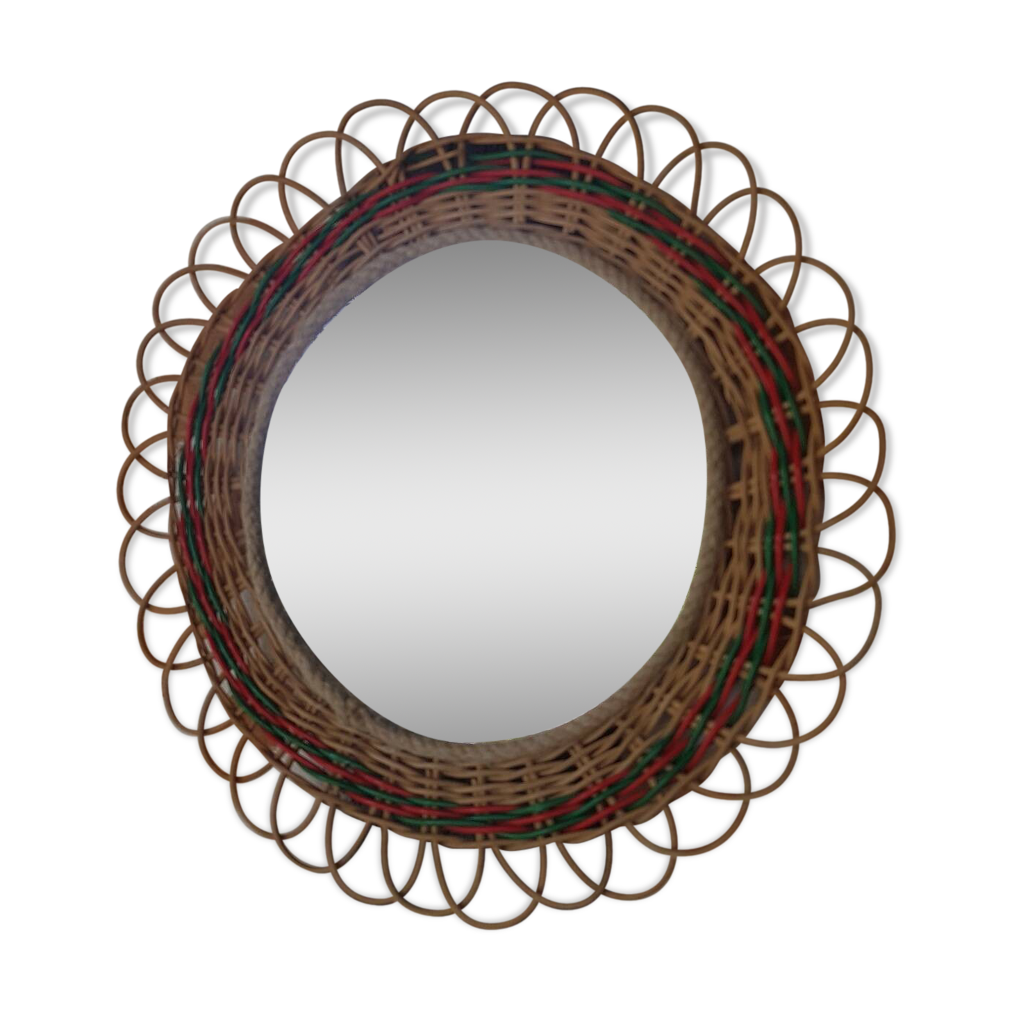 Vintage flower rattan mirror