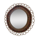 Vintage flower rattan mirror