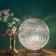 Vintage globe table lamp in ribbed glass