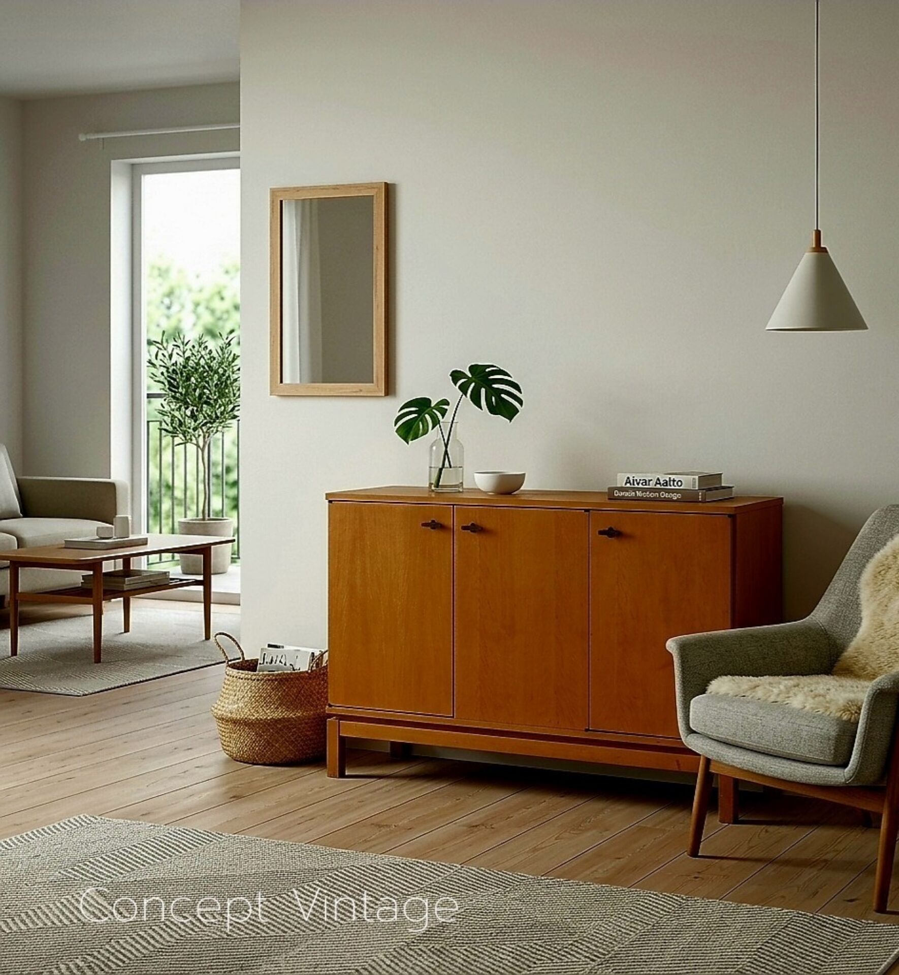 Rare Modernist Enfilade oak – Marcel Gascoin (Éd. Alvéole, c. 1960)