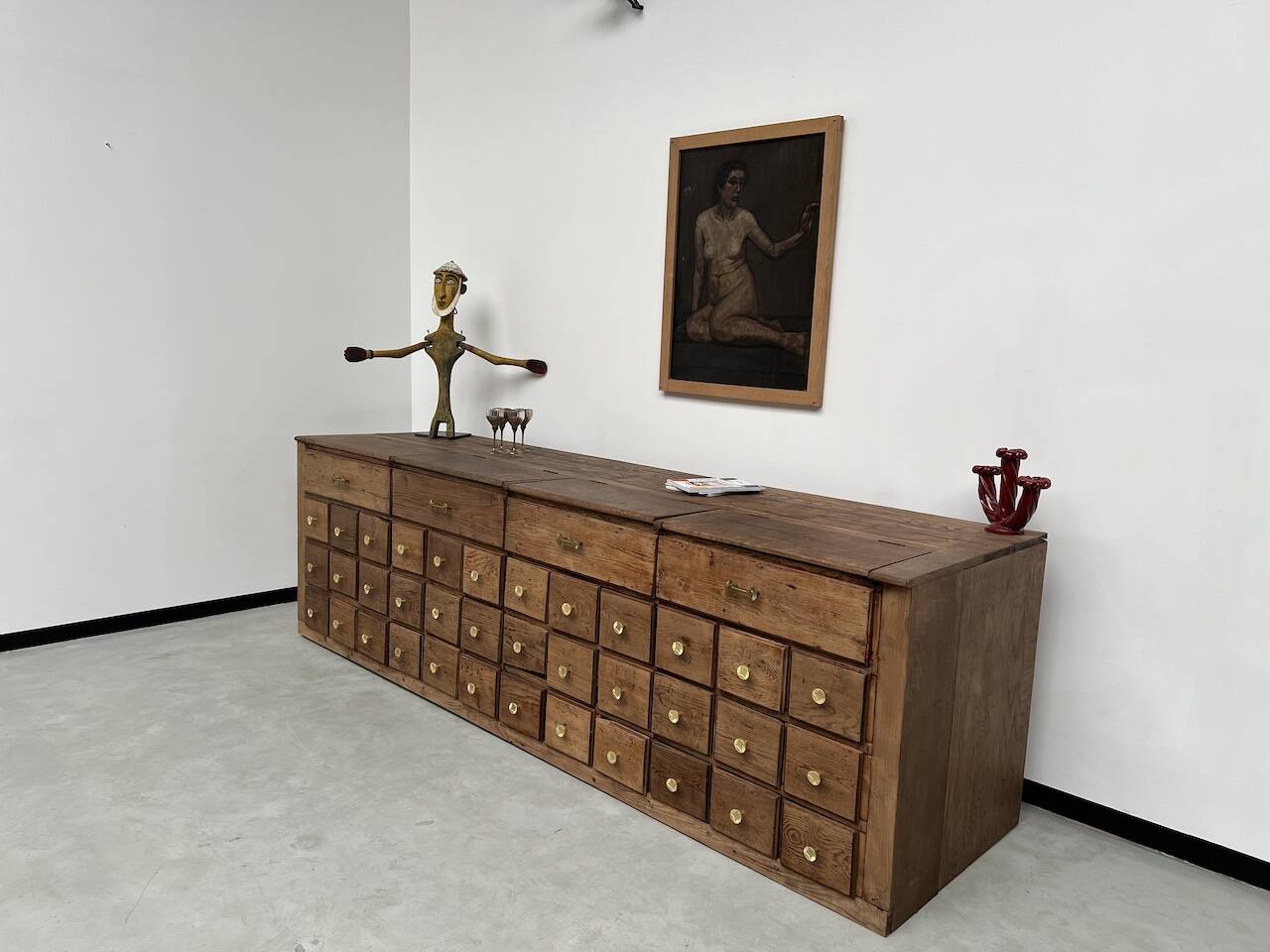 Old trade furniture with oak drawers XL format
