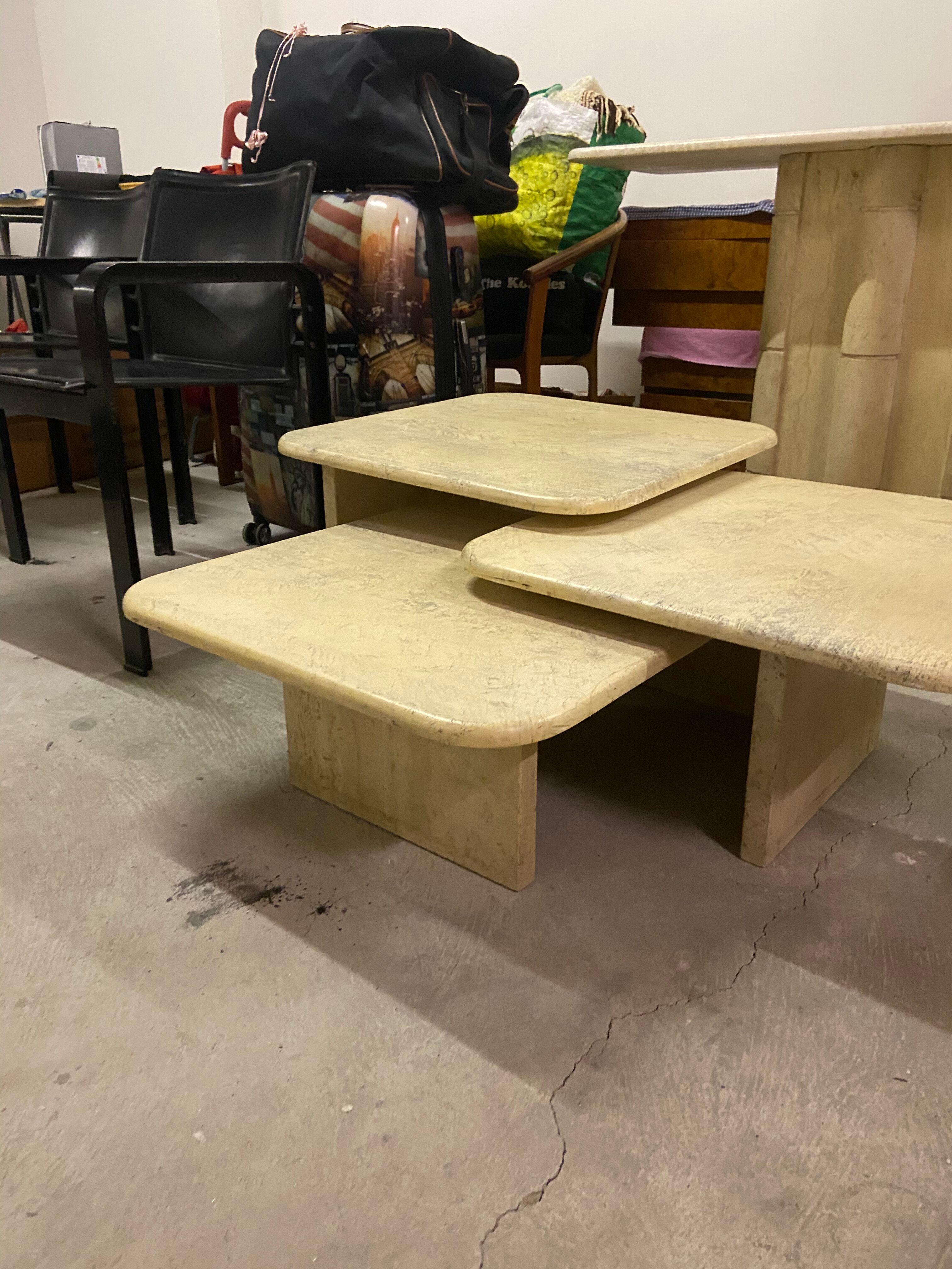 Artelano/travertine 70s coffee tables