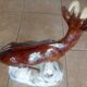 Statuette 43cm chamois on a snowy rock - polychrome ceramic